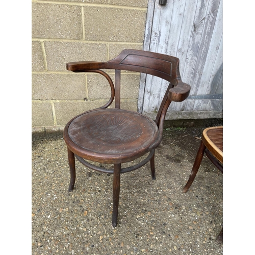 77 - A bentwood carver and three bentwood chairs