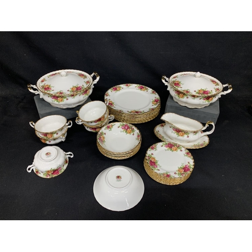 727 - Royal Albert Old Country Roses Dinnerware - 30 pieces, unused, 1st grade 2 Tureens & 6 bowls, remain... 