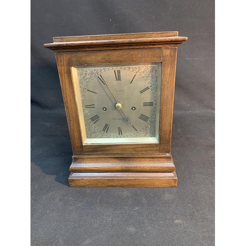 730 - Mahogany cased double Fusee Table Clock height 31 cms inscribed Lawson, Brighton