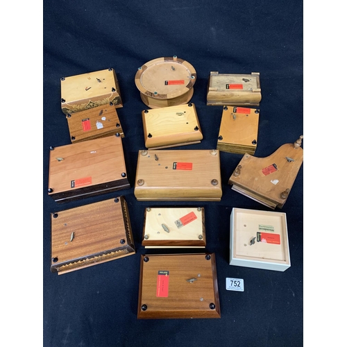 753 - Thirteen musical boxes with Reuge movements