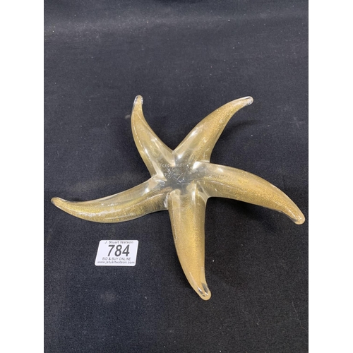 784 - Glass Starfish sculpture with etched signature Elsa Peretti for Tiffany, 23 cms wide