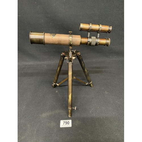 790 - Antique effect telescope on tripod marked Kelvin & Hughes London 1917,  height 29 cms