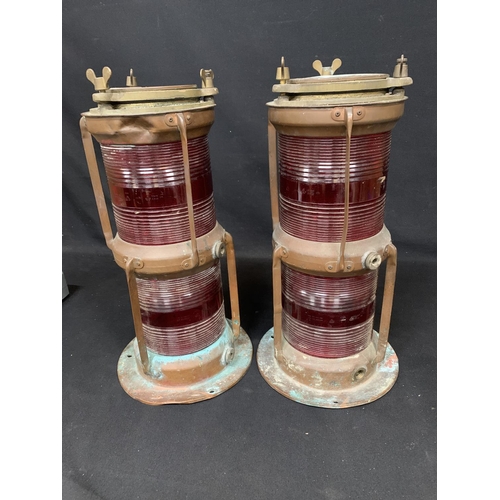 791 - Pair of copper and brass not under command ships lamps 