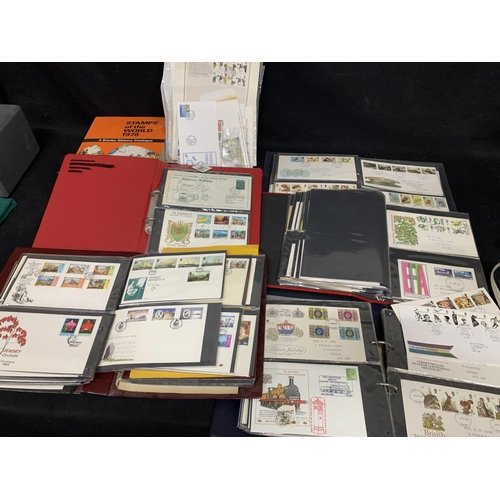 843 - Three GB First Day Cover Albums, two Alderney and one Guernsey & Jersey and sundries