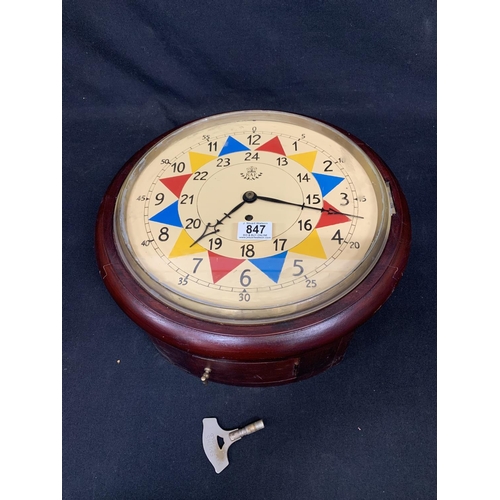 847 - Mahogany cased RAF Wall Clock with Fusee movement, 12