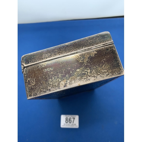 867 - Hallmarked Silver Table Cigarette Box, 17 x 9 x 5 cms