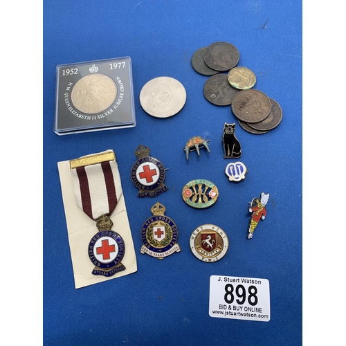 898 - Enamel badges and coins