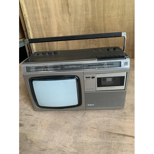 953 - Vintage Sharp portable tv/radio cassette player