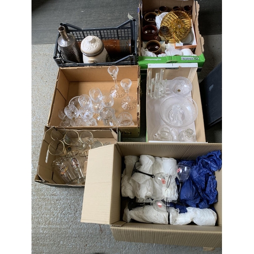 960 - Six boxes of glasses and pottery ware