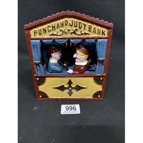 996 - Cast Iron Punch & Judy Money Box height 18 cms