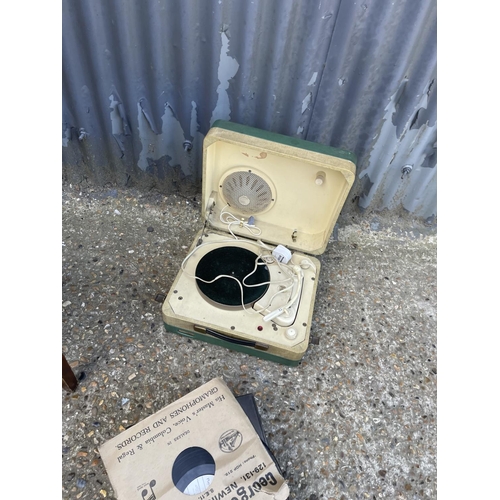 120 - A cylinder gramophone together with portable gramophone and records