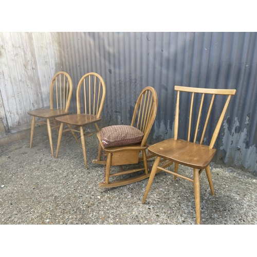 122 - Four ercol chairs inc one rocker