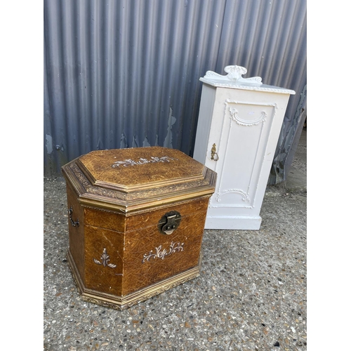 125 - A painted box together with white bedside