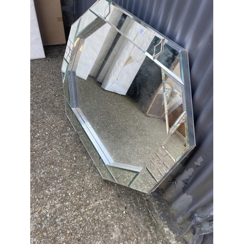 127 - A large octagonal modern overmantle wall mirror 120x90