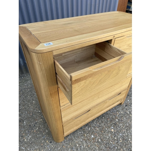 138 - A light oak chest of five drawers from OAK FURNITURE LAND 98x44x100