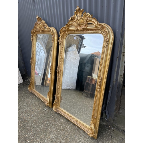 149 - A pair of very large ornate gold gilt wall mirrors 82x160