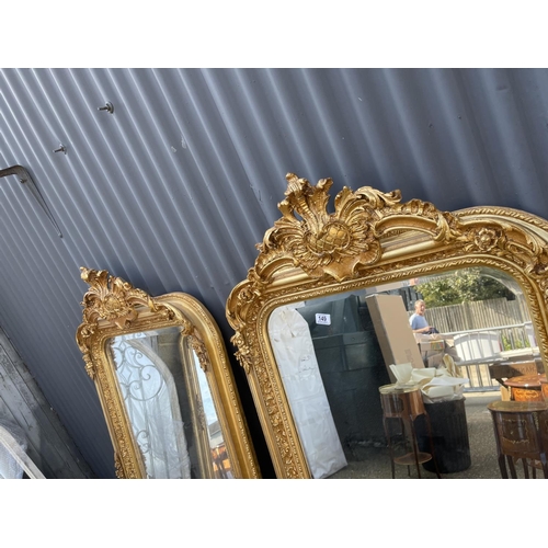 149 - A pair of very large ornate gold gilt wall mirrors 82x160