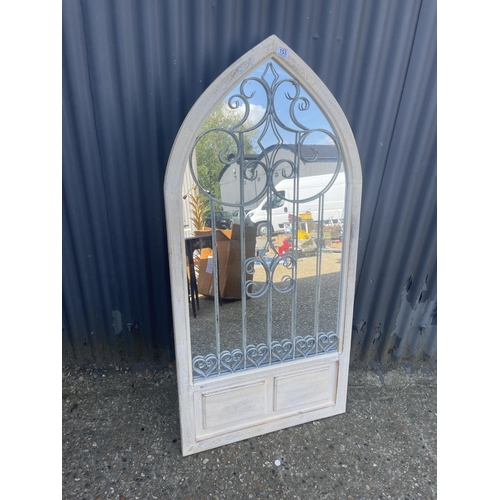 153 - A large white painted garden mirror 68x140