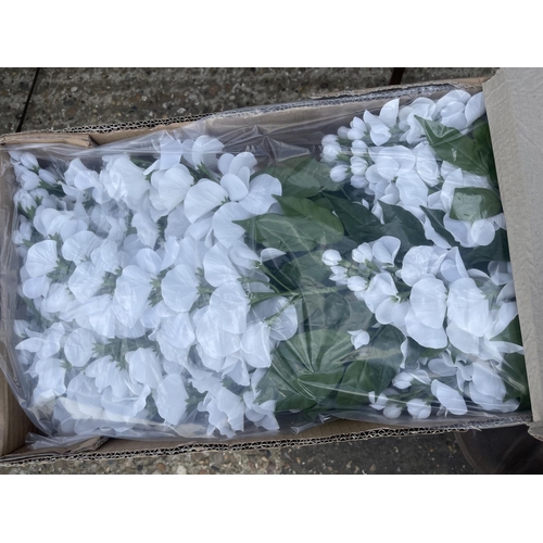 166 - Five boxes of white artificial wisteria spray