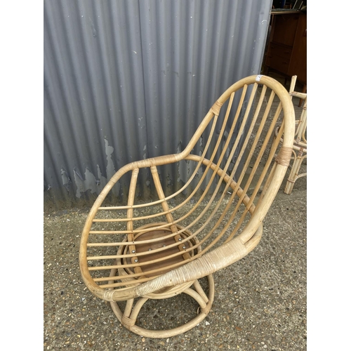 17 - A retro bamboo swivel and spring chair