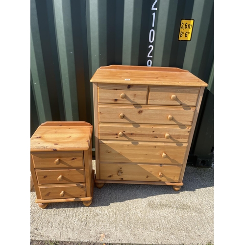 313 - A modern pine chest of six drawers together with matching bedside