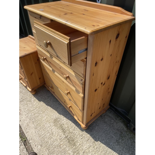 313 - A modern pine chest of six drawers together with matching bedside