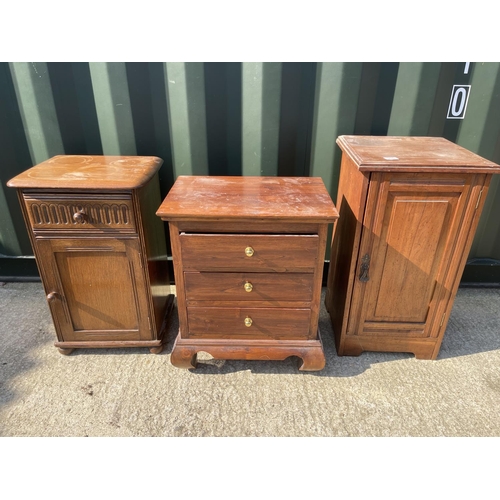 316 - An Indonesian chest of three drawers together with two bedsides