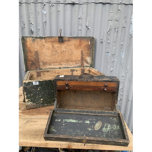 485 - 2 wooden tool boxes and directors chair