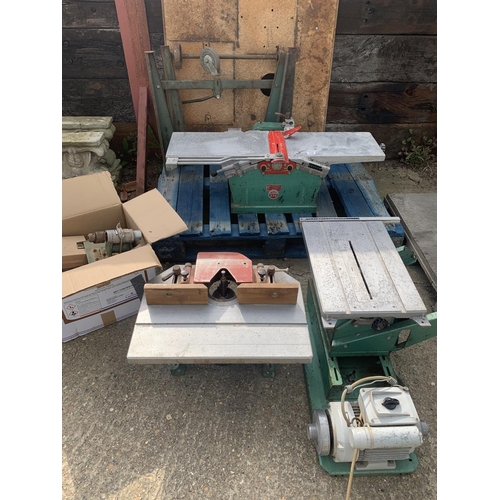 510 - Kity 636 planer, spindle moulder and saw bench with box of accessories and stand