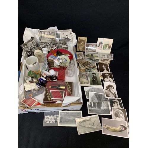 675 - Box of miscellaneous collectables and postcards etc