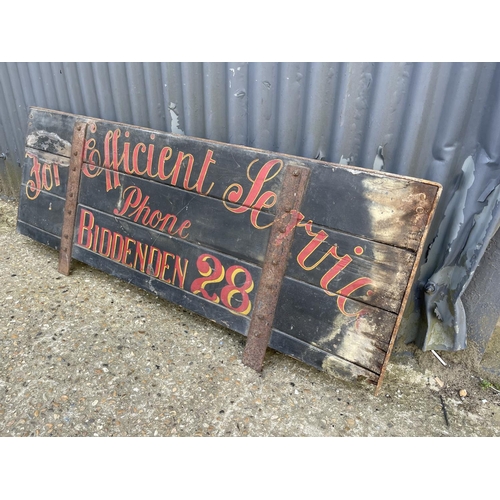 69 - Vintage wooden painted lorry  tailboard 'for efficient service' 142x50