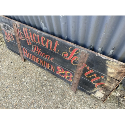 69 - Vintage wooden painted lorry  tailboard 'for efficient service' 142x50