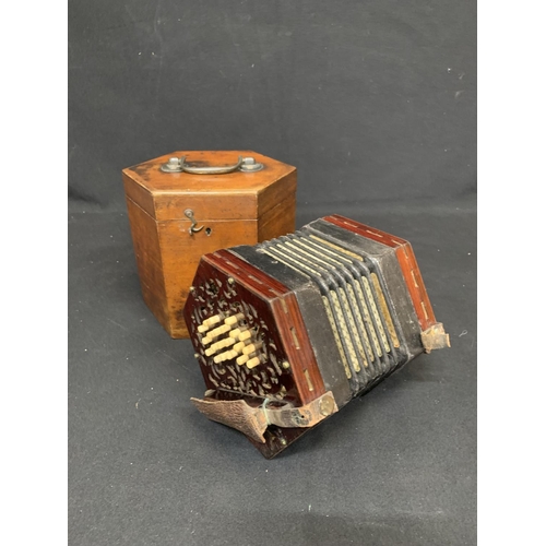 696 - Mahogany cased concertina