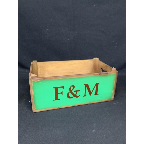 704 - F & M wooden crate, 44 x 25 x 18cms Tall