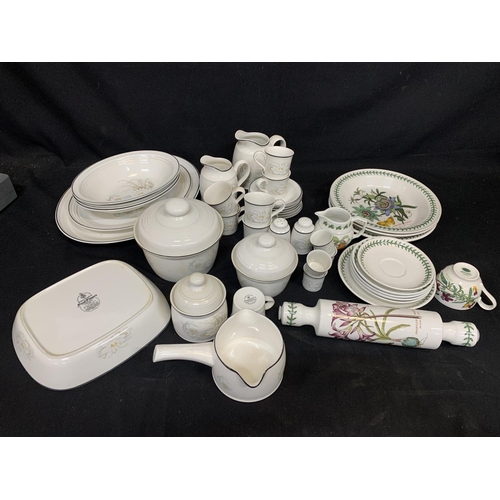 Doulton Hampstead dinnerware and Portmeirion Botanic Garden china in 2 plastic crates included