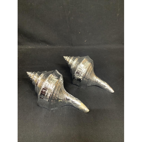 913 - Two Silver effect Australian trumpet shells (2)