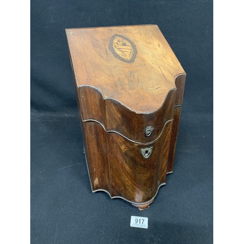 917 - Georgian shell Inlaid mahogany knife box converted to stationery rack 39 x 23 x 28 cms