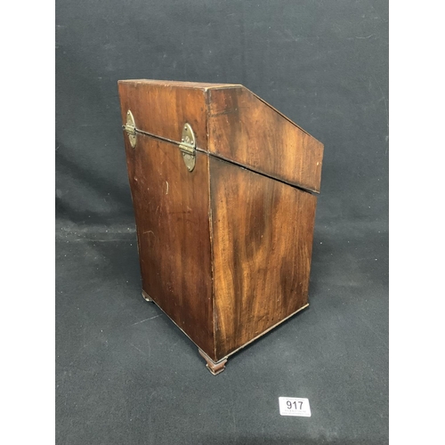 917 - Georgian shell Inlaid mahogany knife box converted to stationery rack 39 x 23 x 28 cms