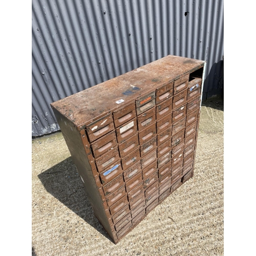 95 - A vintage metal bank of 60 drawers (one missing ) 90x30x106