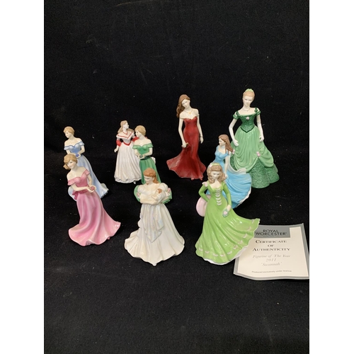 1012 - Nine Royal Worcester Lady figures