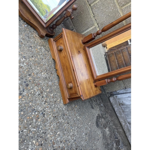 21 - A country pine cheval mirror together with a small pine swing mirror