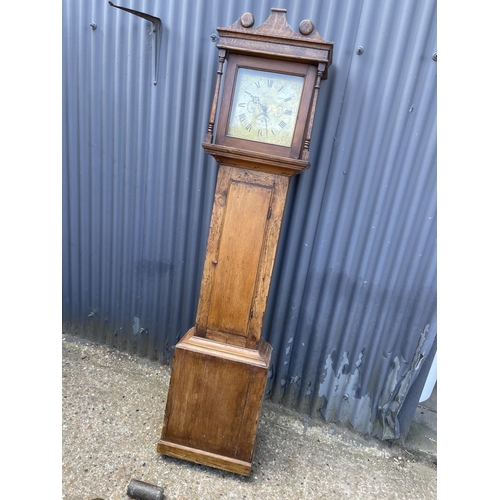 101 - An oak cased country long case clock with brass dial by WALKER OF HONITON