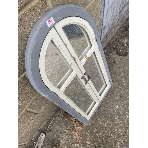 109 - A GREY AND WHITE PAINTED SHUTTER GARDEN MIRROR  103x55