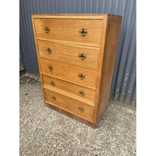 135 - A light oak chest of five 76 x 45 x111