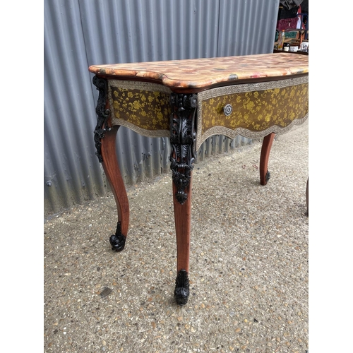 157 - An ornate painted single drawer console table 108x50x 90