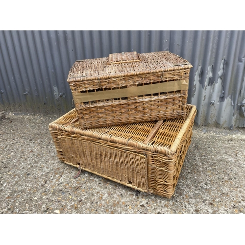 17 - Two vintage wicker poultry crates