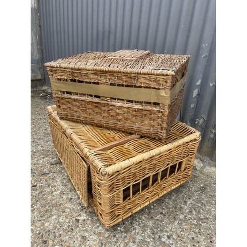 17 - Two vintage wicker poultry crates