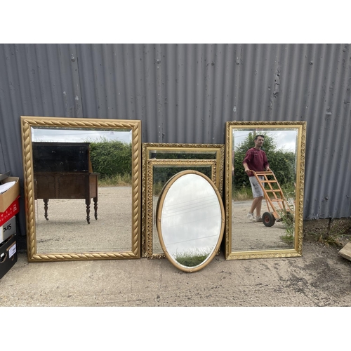 179 - Five large gold quality gold gilt framed mirrors