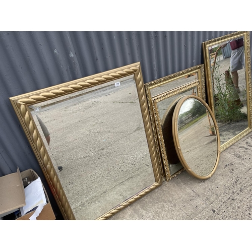 179 - Five large gold quality gold gilt framed mirrors