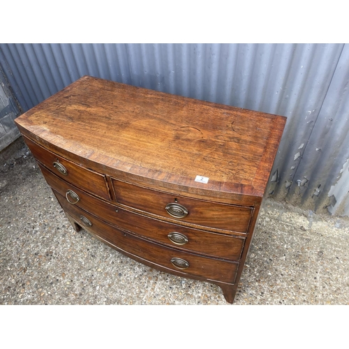 2 - A victorian mahogany bow front chest of four drawers  100x50x80